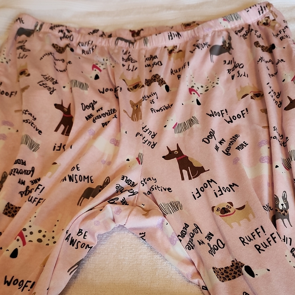 Charming Pink and Black Dog Print Pajama Set - Picture 10 of 14